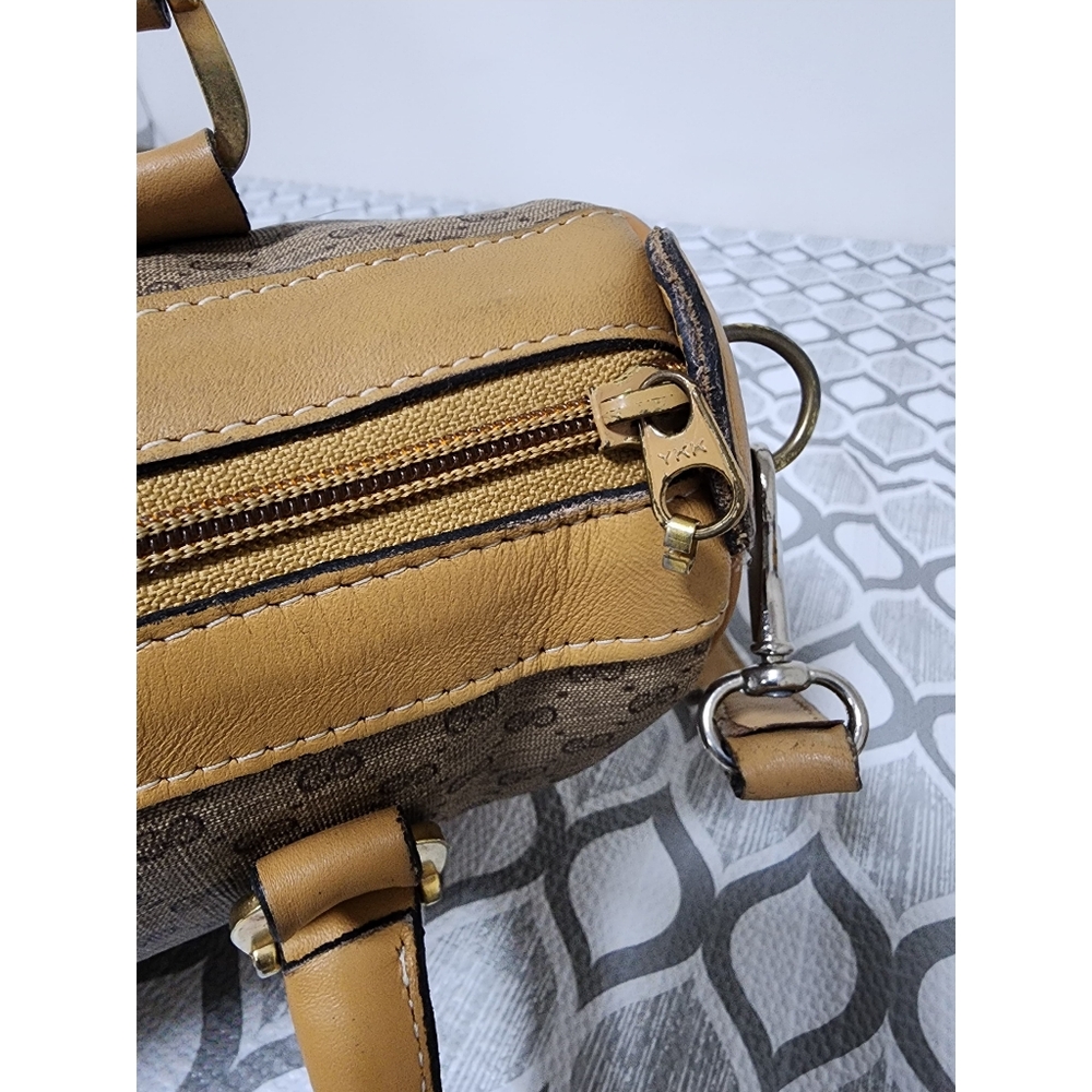 GUCCI Vintage Canvas Leather Boston GG Monogram Satchel Bag Brown/Beige - Picture 11 of 13